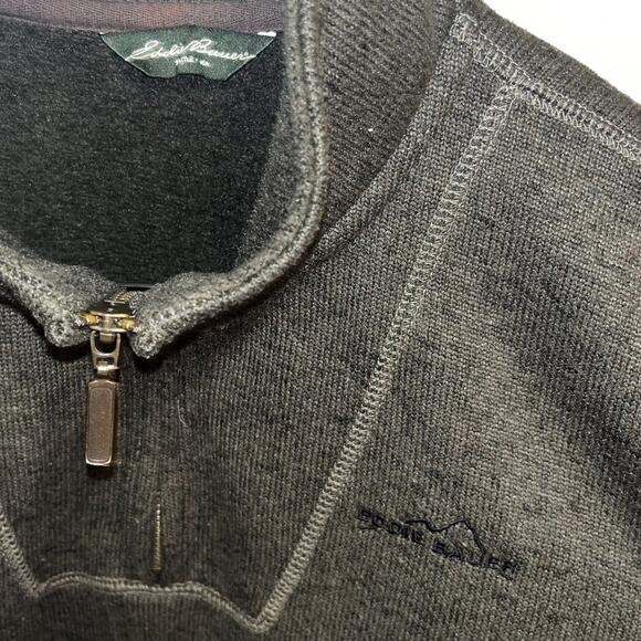 Men's Eddie Bauer 1/4 zip fleece sweatshirt dark green size large - Picture 3 of 3